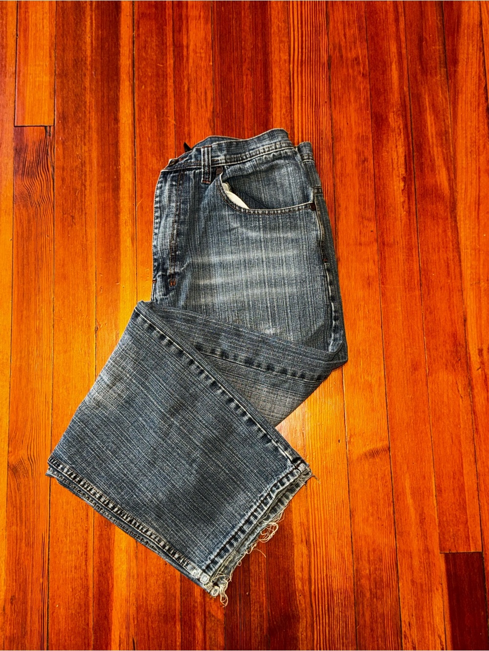 Men's Blue Bootcut Jeans - Classic Washed Denim